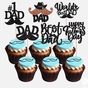 Father's Day Cupcake Toppers (24 pieces) - Black and Gold